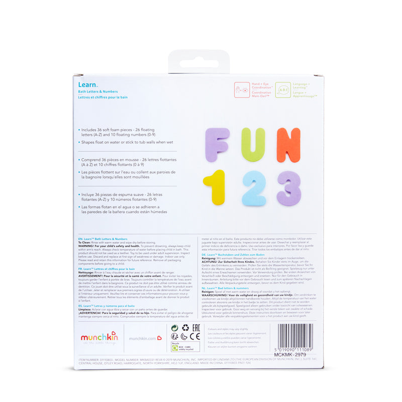 Munchkin Learn Bath Letters and Numbers At Distributor Baby Products Wholesaler