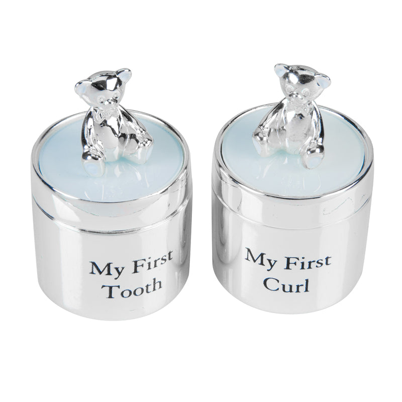 Bambino Silverplated First Tooth & Curl Set Blue at Baby Products Wholesaler