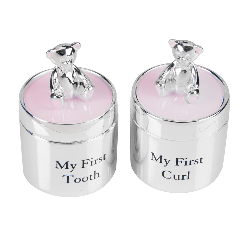Bambino Silverplated First Tooth & Curl Set Pink at Baby Products Wholesaler
