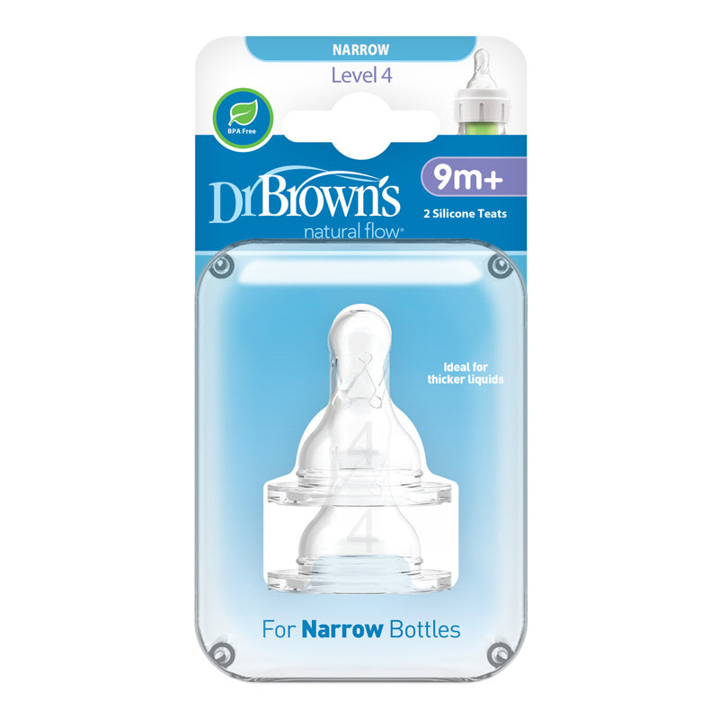 Dr Brown's Natural Flow® Options+™ Narrow Level 4 Flow Teat 2Pk l Bulk Buy at Baby Products Wholesaler
