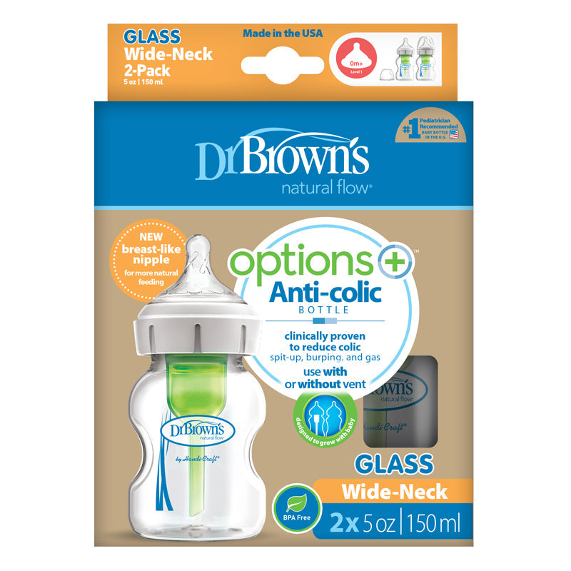 Dr. Brown's Options+ Glass Bottle 150ml 2pk l Bulk Buy at Baby Products Wholesaler