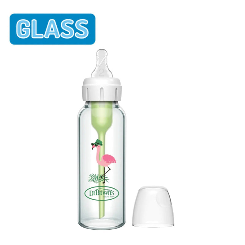 Dr Brown's Options+ Narrow Glass Flamingo 250ml l Bulk Buy at Baby Products Wholesaler