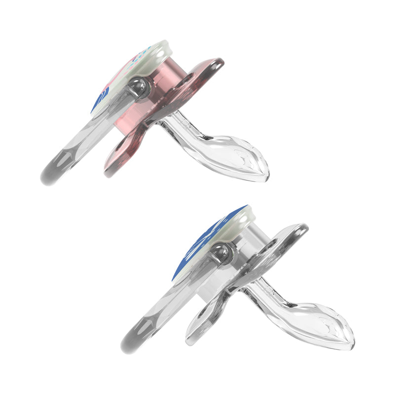 Dr Brown's PreVent Glow In The Dark Butterfly Soothers Pink 0-6m 2Pk l Bulk Buy at Baby Products Wholesaler