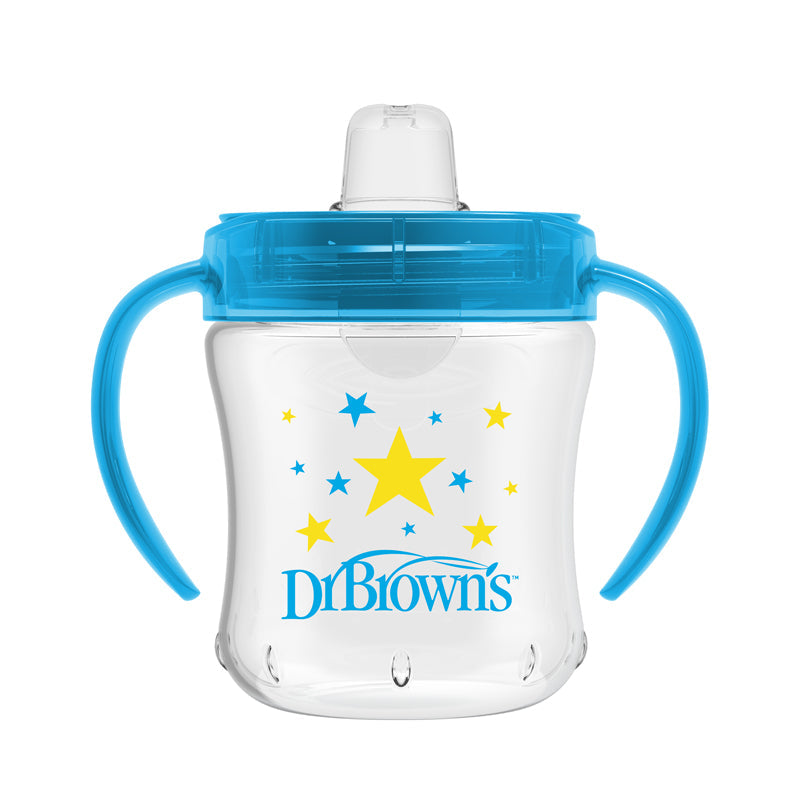 Dr Brown's Soft-Spout Transition Cup Blue Deco 180ml l Bulk Buy at Baby Products Wholesaler