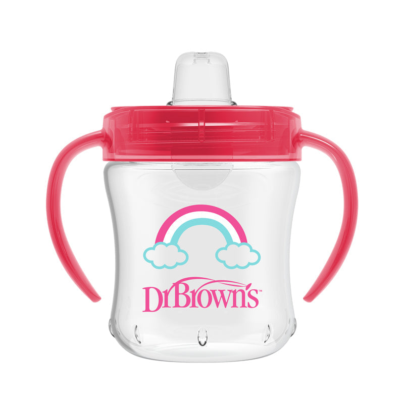 Dr Brown's Soft-Spout Transition Cup Pink Deco 180ml l Bulk Buy at Baby Products Wholesaler