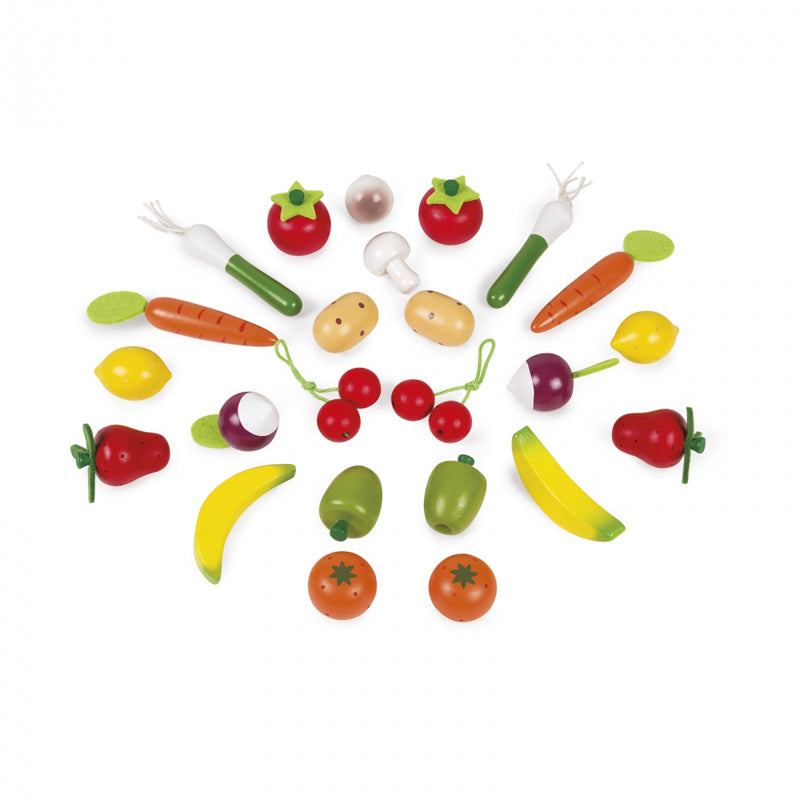 Janod Fruits And Vegetables Basket 24Pc l Bulk Buy at Baby Products Wholesaler