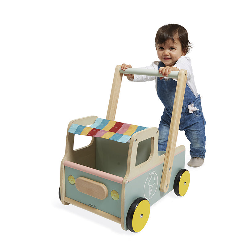 Janod Ice Cream Cart Push-Along Trolley l Bulk Buy at Baby Products Wholesaler