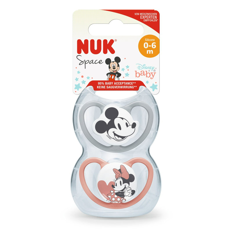 NUK Disney Space Soothers 0-6m Rose 2Pk l Bulk Buy at Baby Products Wholesaler