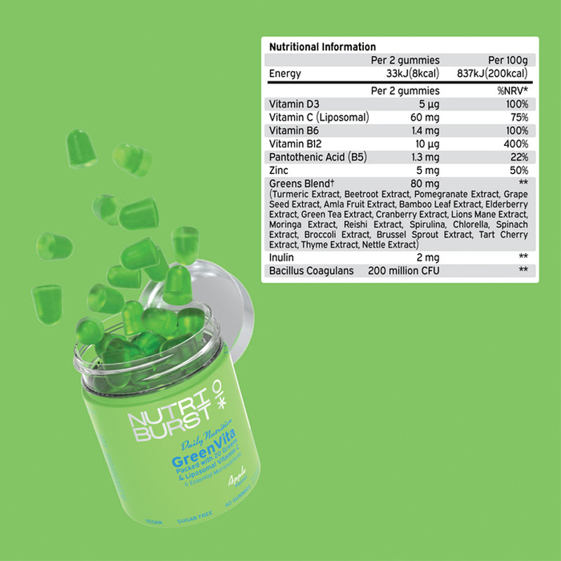 Nutriburst Greenvita 60s l Bulk Buy at Baby Products Wholesaler