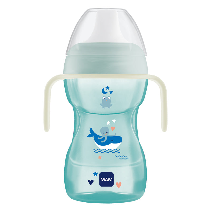 MAM Fun To Drink Cup & Glow with Handles Blue 270ml at Baby Products Wholesaler