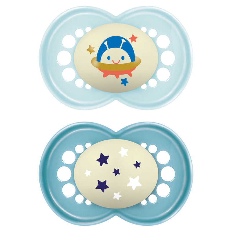 MAM Night Soother Blue Astro 16m+ 2Pk at Baby Products Wholesaler