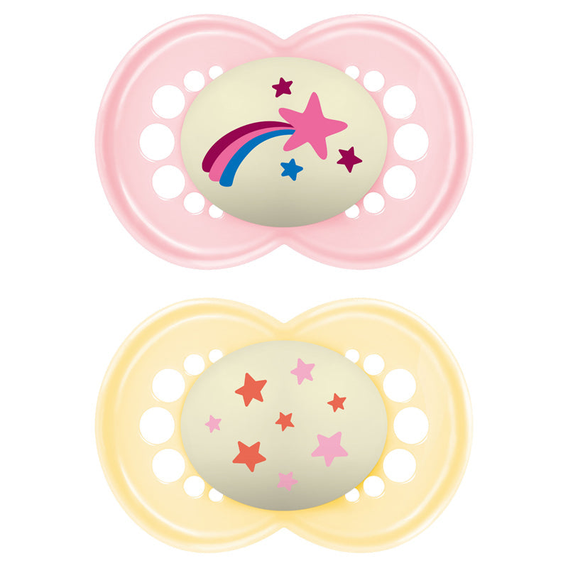MAM Night Soother Pink Astro 16m+ 2Pk at Baby Products Wholesaler