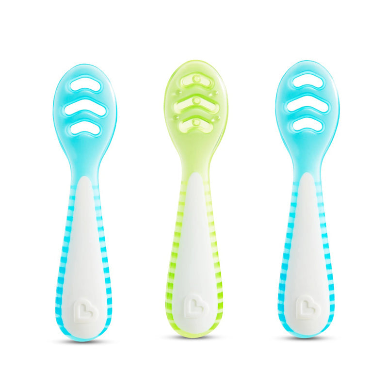 Munchkin Gentle Dip Multistage First Spoons Blue Green 3Pk at Baby Products Wholesaler
