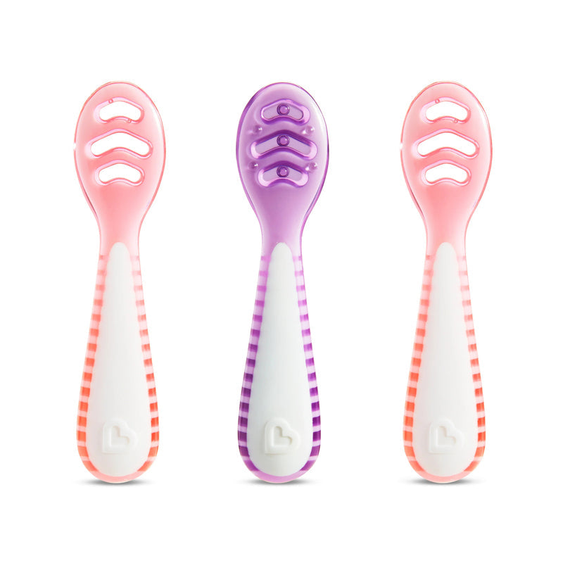 Munchkin Gentle Dip Multistage First Spoons Pink Purple 3Pk at Baby Products Wholesaler
