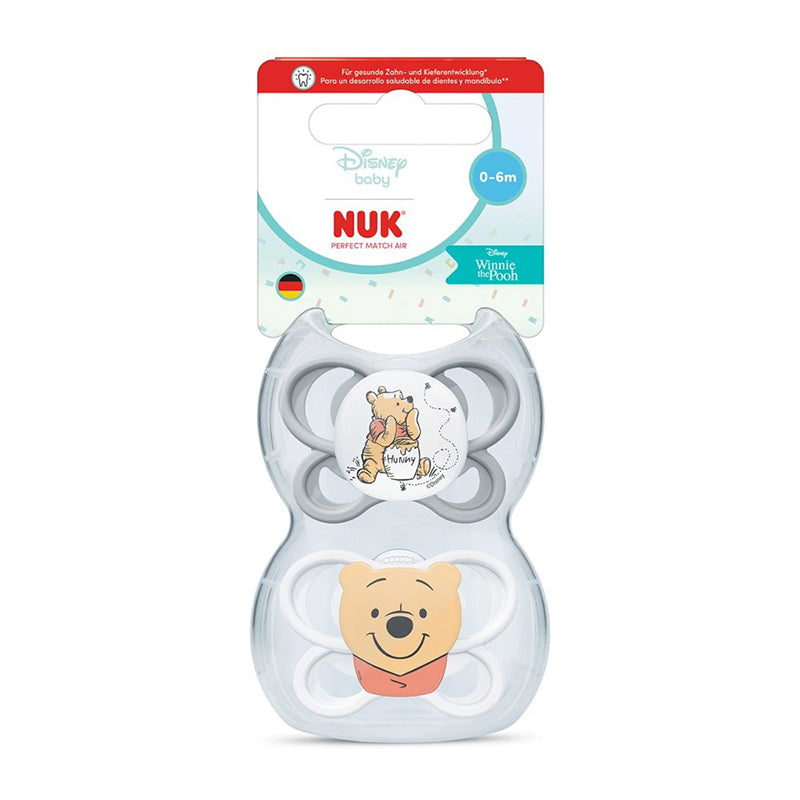 NUK Perfect Match Air Winnie The Pooh Soother 0-6m 2Pk at Baby Products Wholesaler