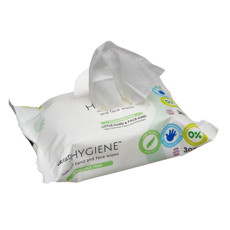 Vital Baby Hygiene Super Soft Hand & Face Wipes - Fragrance Free 30Pk at Baby Products Wholesaler